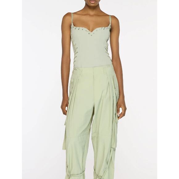 Paris Georgia Eyelet Heart Singlet Tank Top in Dune XS - Picture 2 of 7